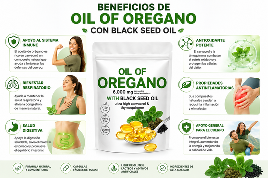 ACEITE DE ORÉGANO Y COMINO NEGRO 6000 MG (180 CÁPSULAS BLANDAS)