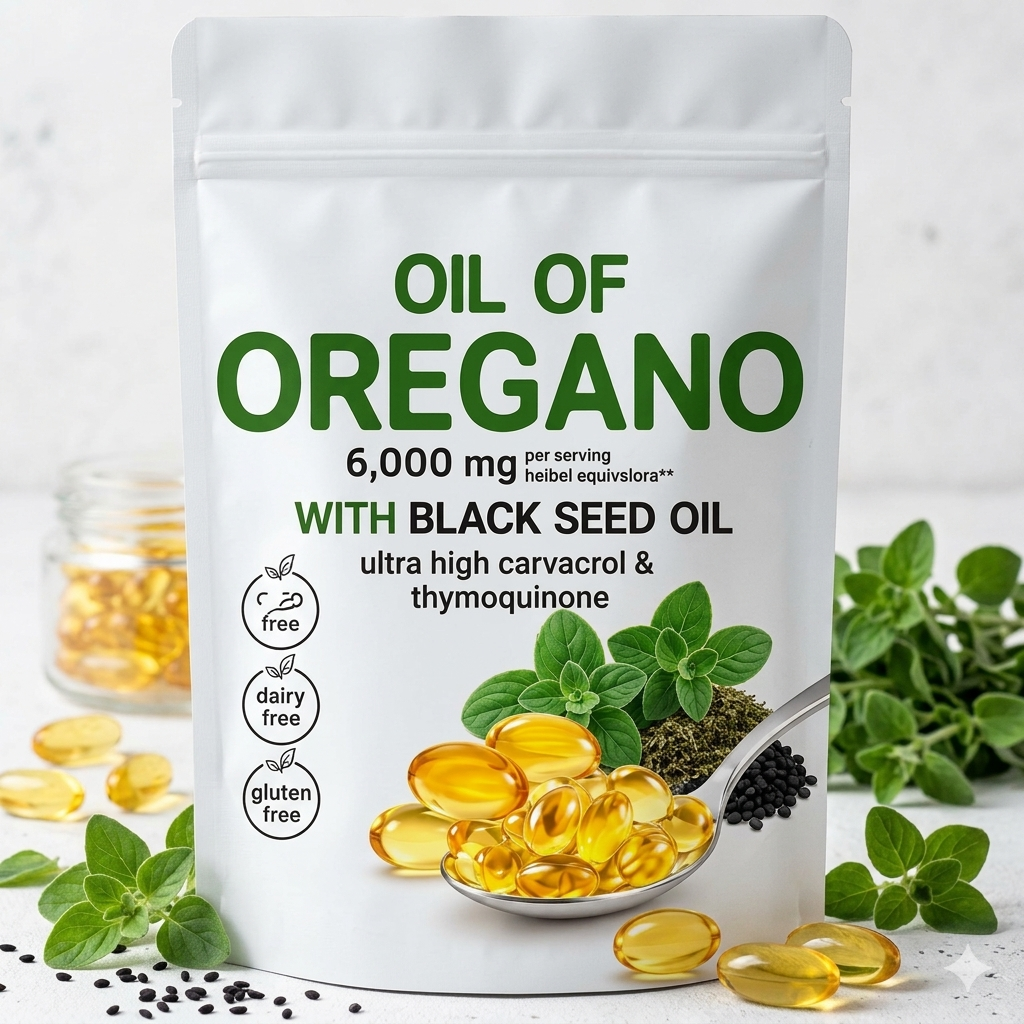 ACEITE DE ORÉGANO Y COMINO NEGRO 6000 MG (180 CÁPSULAS BLANDAS)