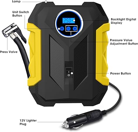 INFLADOR DE AIRE DE NEUMÁTICOS | PRESIÓN DE 150 PSI | 6000mAh